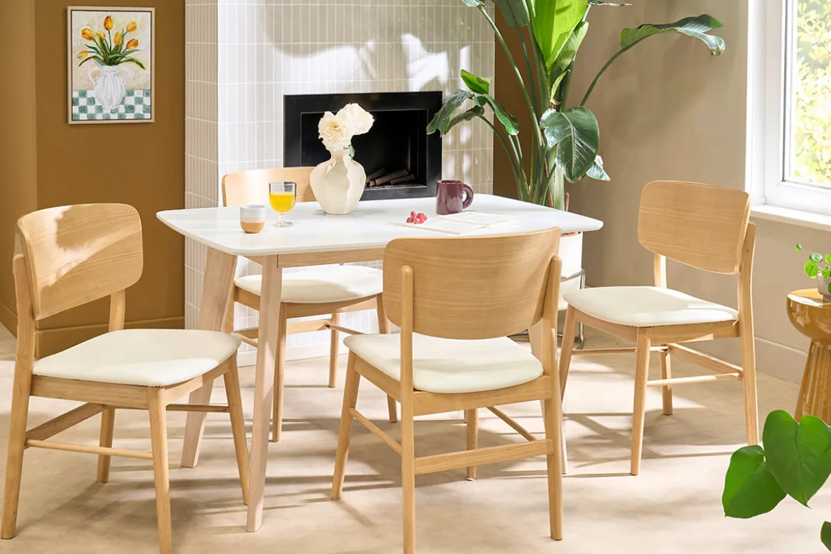 Chaises scandinaves en bois clair et blanc (lot de 2) SHELDON