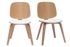 Chaises scandinaves en bois clair et blanc (lot de 2) BECK