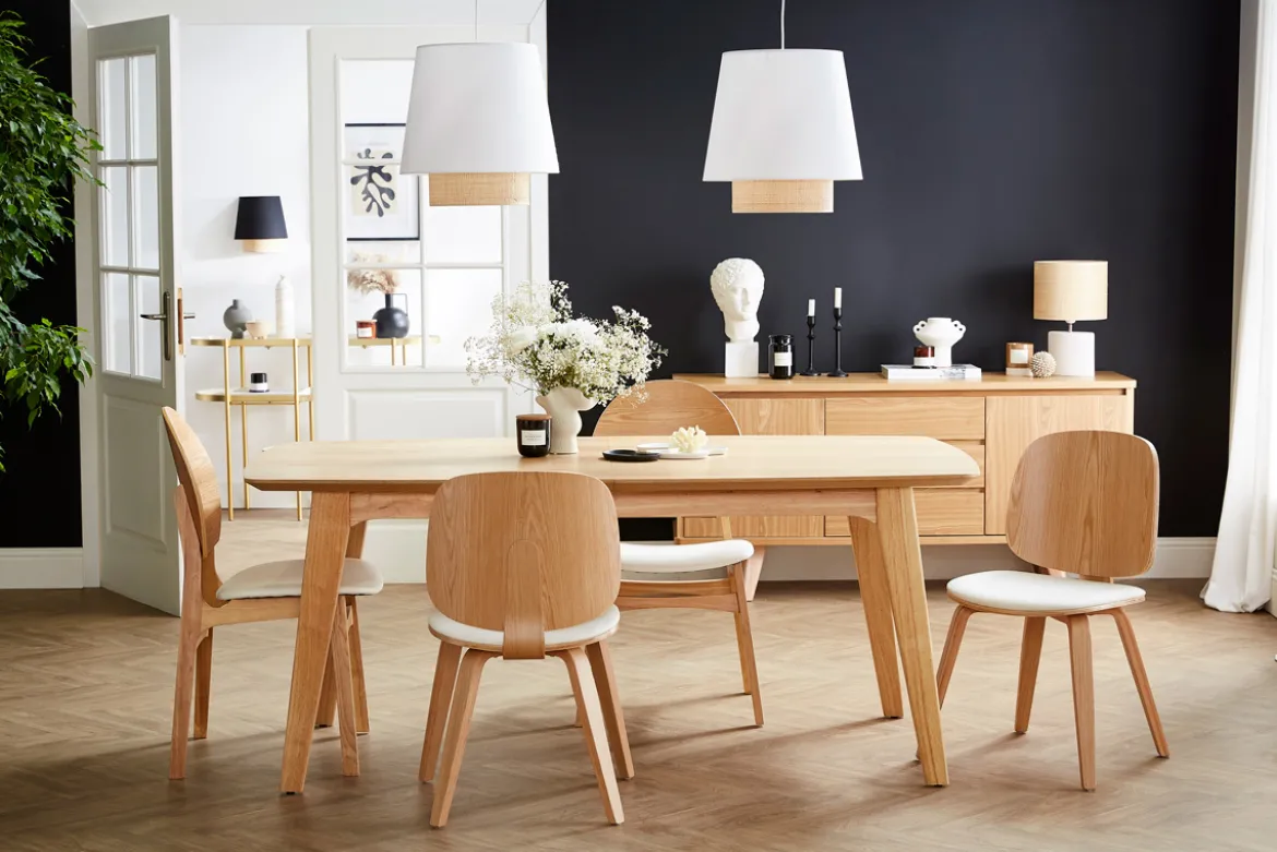 Chaises scandinaves en bois clair et blanc (lot de 2) BECK