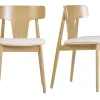 Chaises scandinaves en bois clair chêne massif et tissu effet laine bouclée blanc cassé (lot de 2) LOUISA