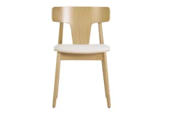 Chaises scandinaves en bois clair chêne massif et tissu effet laine bouclée blanc cassé (lot de 2) LOUISA