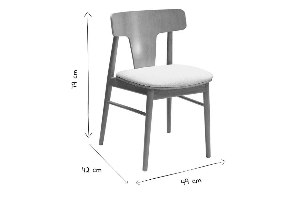 Chaises scandinaves en bois clair chêne massif et tissu effet laine bouclée blanc cassé (lot de 2) LOUISA