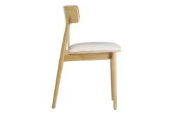 Chaises scandinaves en bois clair chêne massif et tissu effet laine bouclée blanc cassé (lot de 2) LOUISA