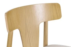 Chaises scandinaves en bois clair chêne massif et tissu effet laine bouclée blanc cassé (lot de 2) LOUISA