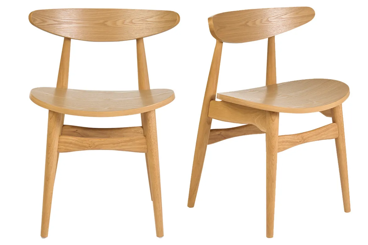 Chaises scandinaves en bois clair frêne (lot de 2) WALFORD