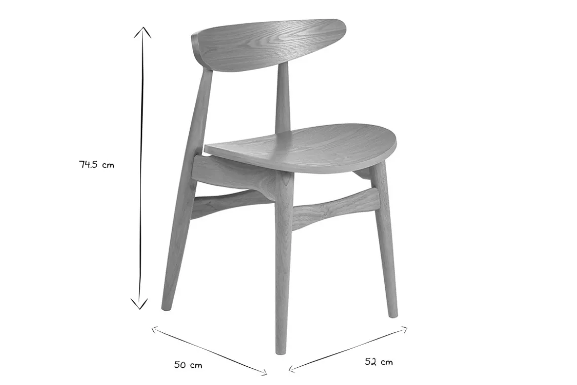 Chaises scandinaves en bois clair frêne (lot de 2) WALFORD