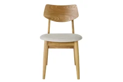 Chaises scandinaves en bois clair et tissu effet velours texturé beige (lot de 2) ELION