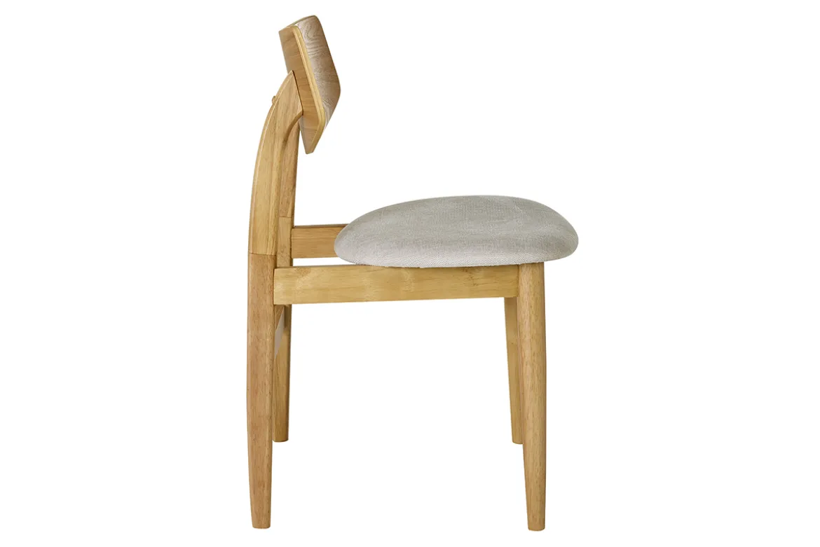 Chaises scandinaves en bois clair et tissu effet velours texturé beige (lot de 2) ELION
