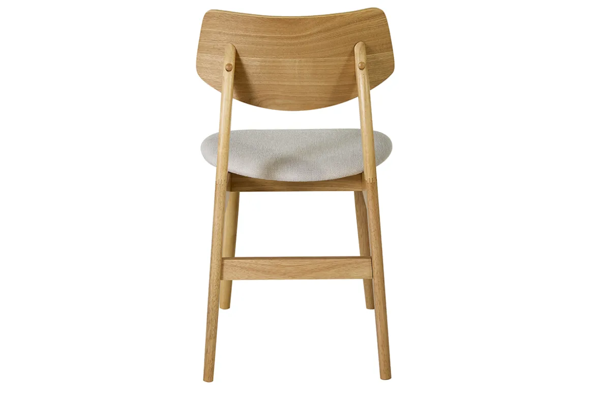 Chaises scandinaves en bois clair et tissu effet velours texturé beige (lot de 2) ELION