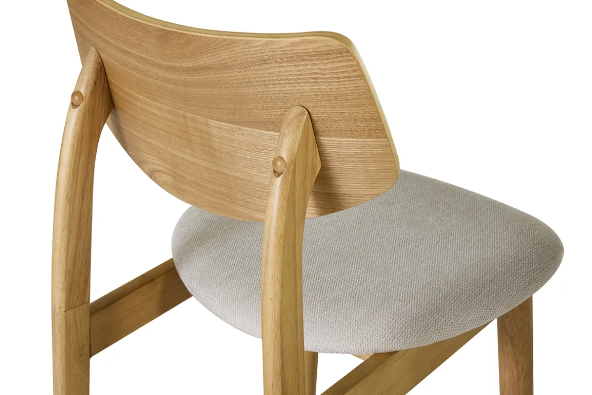 Chaises scandinaves en bois clair et tissu effet velours texturé beige (lot de 2) ELION