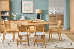 Chaises scandinaves en bois clair et tissu effet velours texturé beige (lot de 2) ELION
