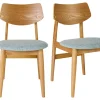 Chaises scandinaves en bois clair et tissu vert céladon (lot de 2) ELION