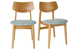 Chaises scandinaves en bois clair et tissu vert céladon (lot de 2) ELION