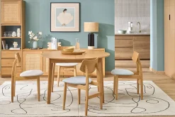 Chaises scandinaves en bois clair et tissu vert céladon (lot de 2) ELION