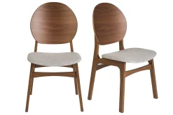 Chaises scandinaves en bois foncé et tissu gris clair (lot de 2) ELTON