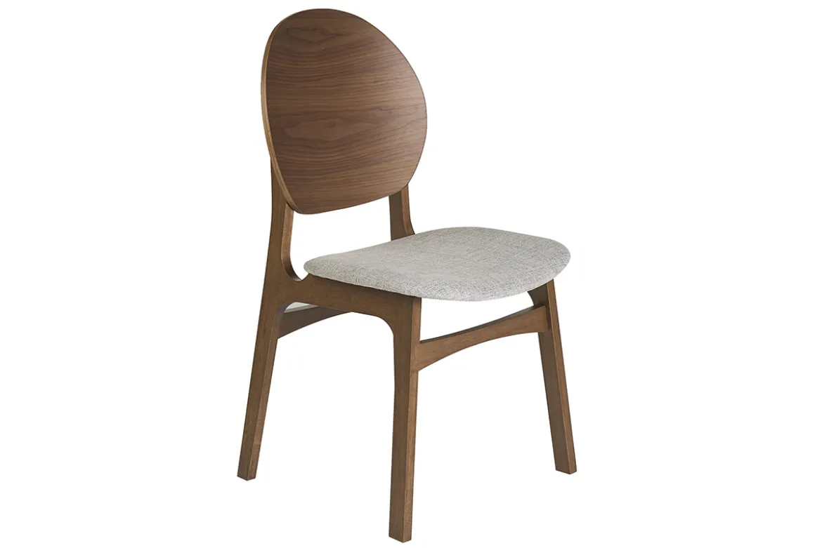 Chaises scandinaves en bois foncé et tissu gris clair (lot de 2) ELTON