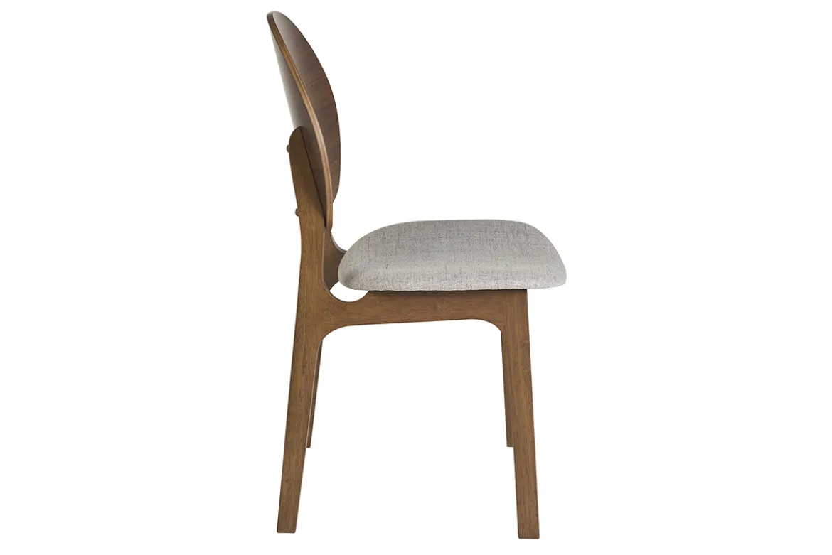 Chaises scandinaves en bois foncé et tissu gris clair (lot de 2) ELTON