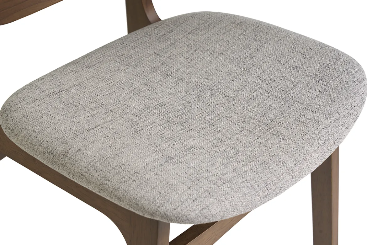 Chaises scandinaves en bois foncé et tissu gris clair (lot de 2) ELTON