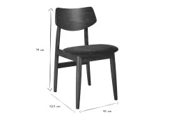 Chaises scandinaves en bois foncé et tissu effet velours texturé vert kaki (lot de 2) ELION