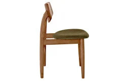 Chaises scandinaves en bois foncé et tissu effet velours texturé vert kaki (lot de 2) ELION