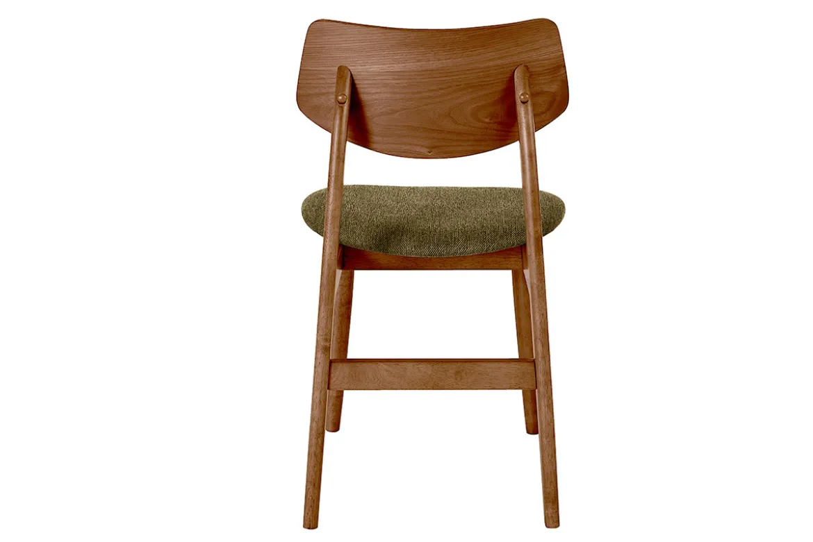 Chaises scandinaves en bois foncé et tissu effet velours texturé vert kaki (lot de 2) ELION