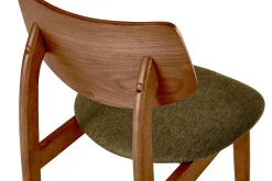 Chaises scandinaves en bois foncé et tissu effet velours texturé vert kaki (lot de 2) ELION