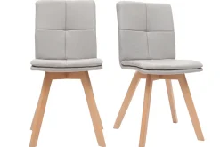 Chaises scandinaves en tissu beige et bois clair (lot de 2) THEA