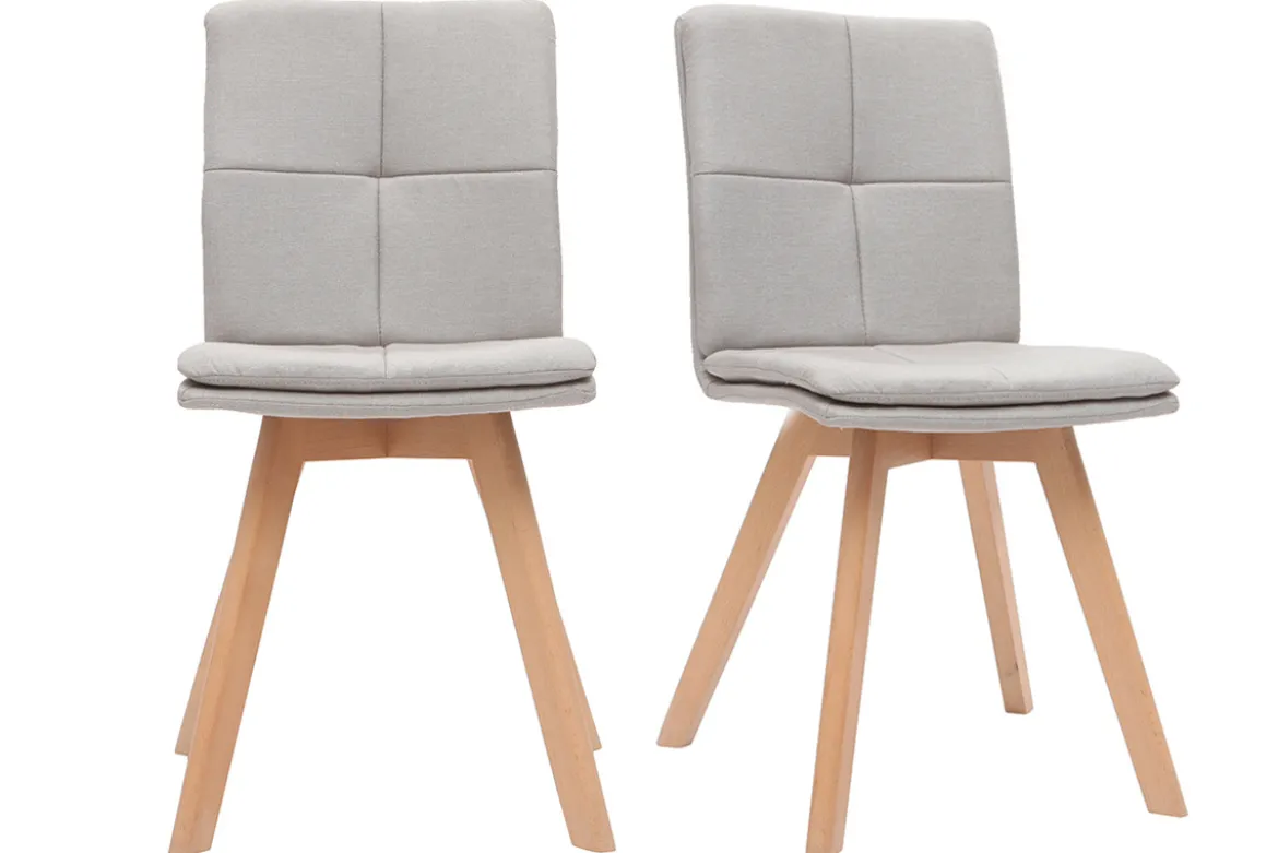 Chaises scandinaves en tissu beige et bois clair (lot de 2) THEA