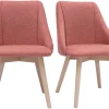 Chaises scandinaves en tissu effet velours texturé terracotta et bois clair (lot de 2) HIGGINS