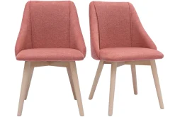Chaises scandinaves en tissu effet velours texturé terracotta et bois clair (lot de 2) HIGGINS
