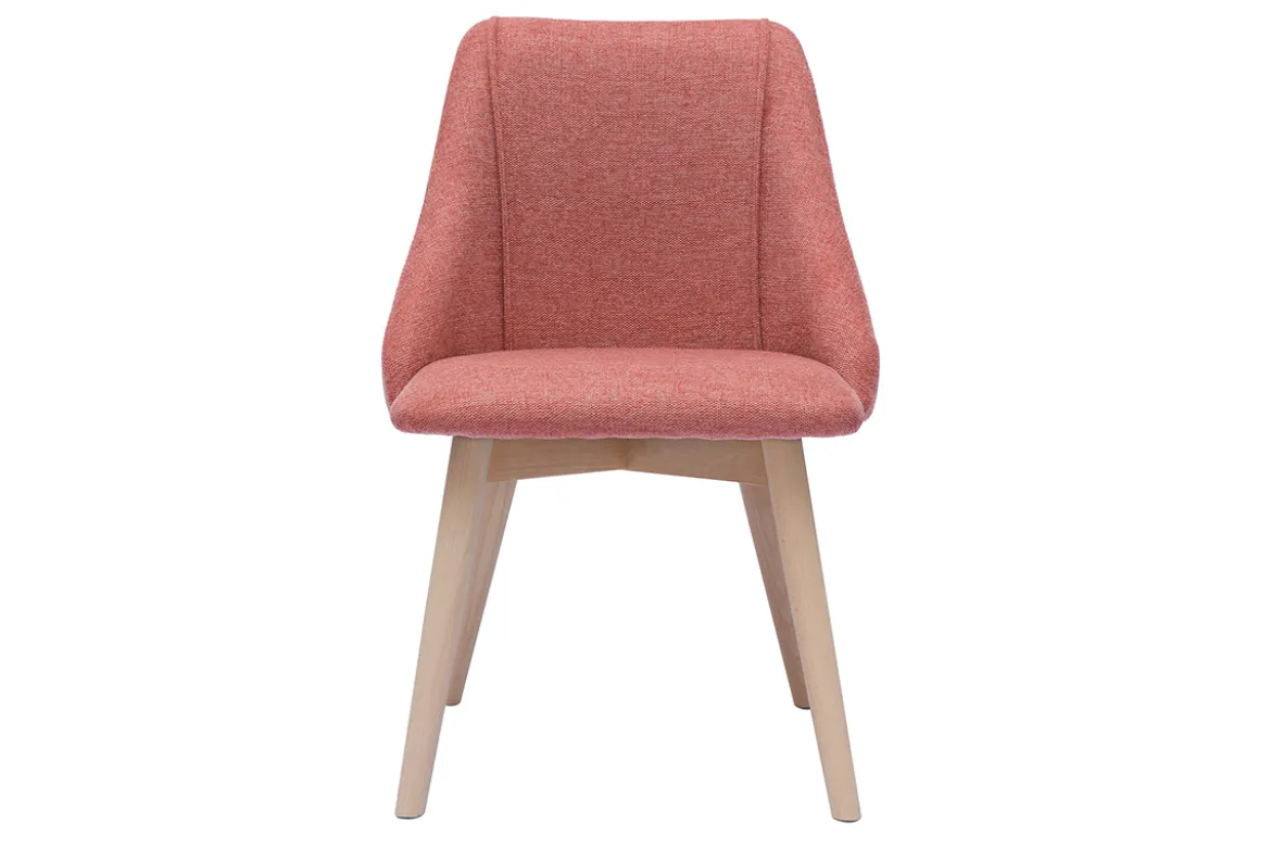 Chaises scandinaves en tissu effet velours texturé terracotta et bois clair (lot de 2) HIGGINS