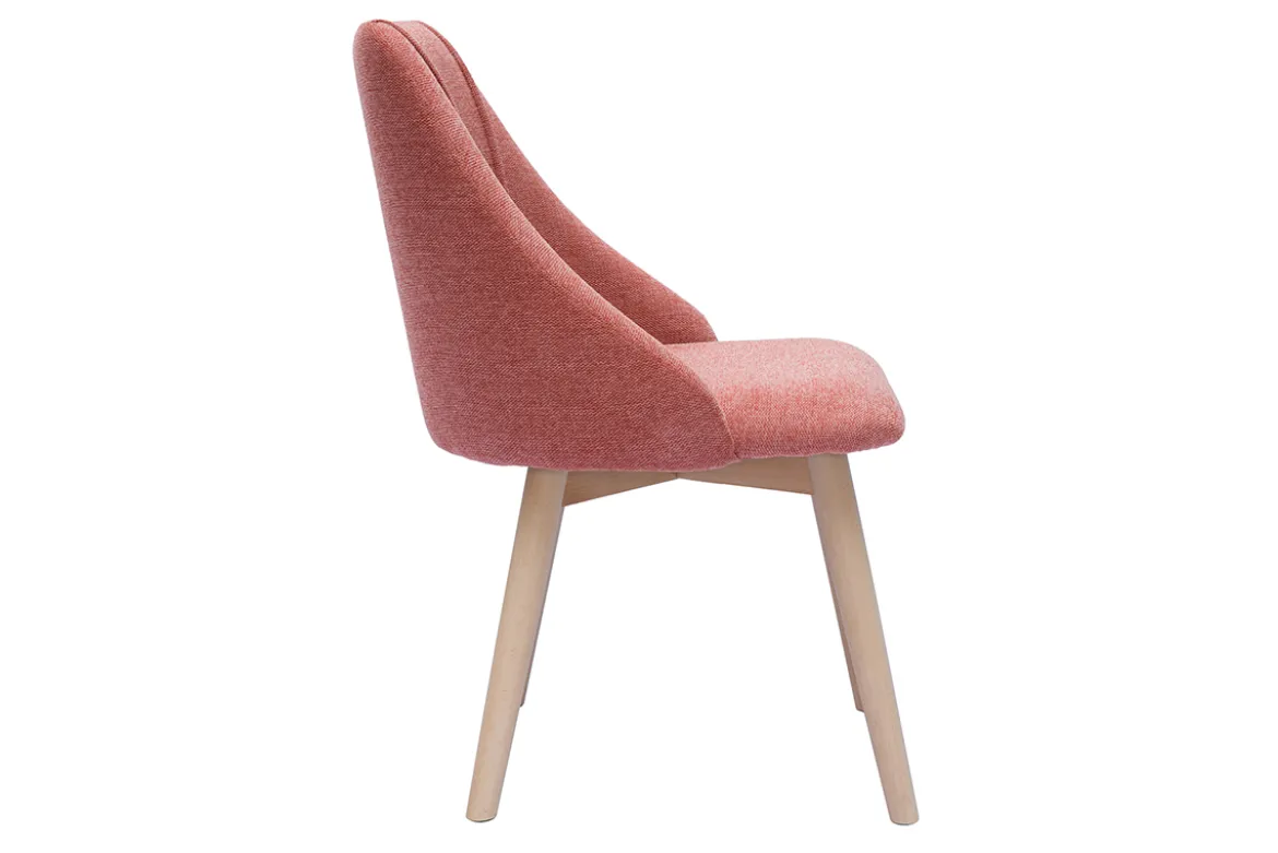 Chaises scandinaves en tissu effet velours texturé terracotta et bois clair (lot de 2) HIGGINS