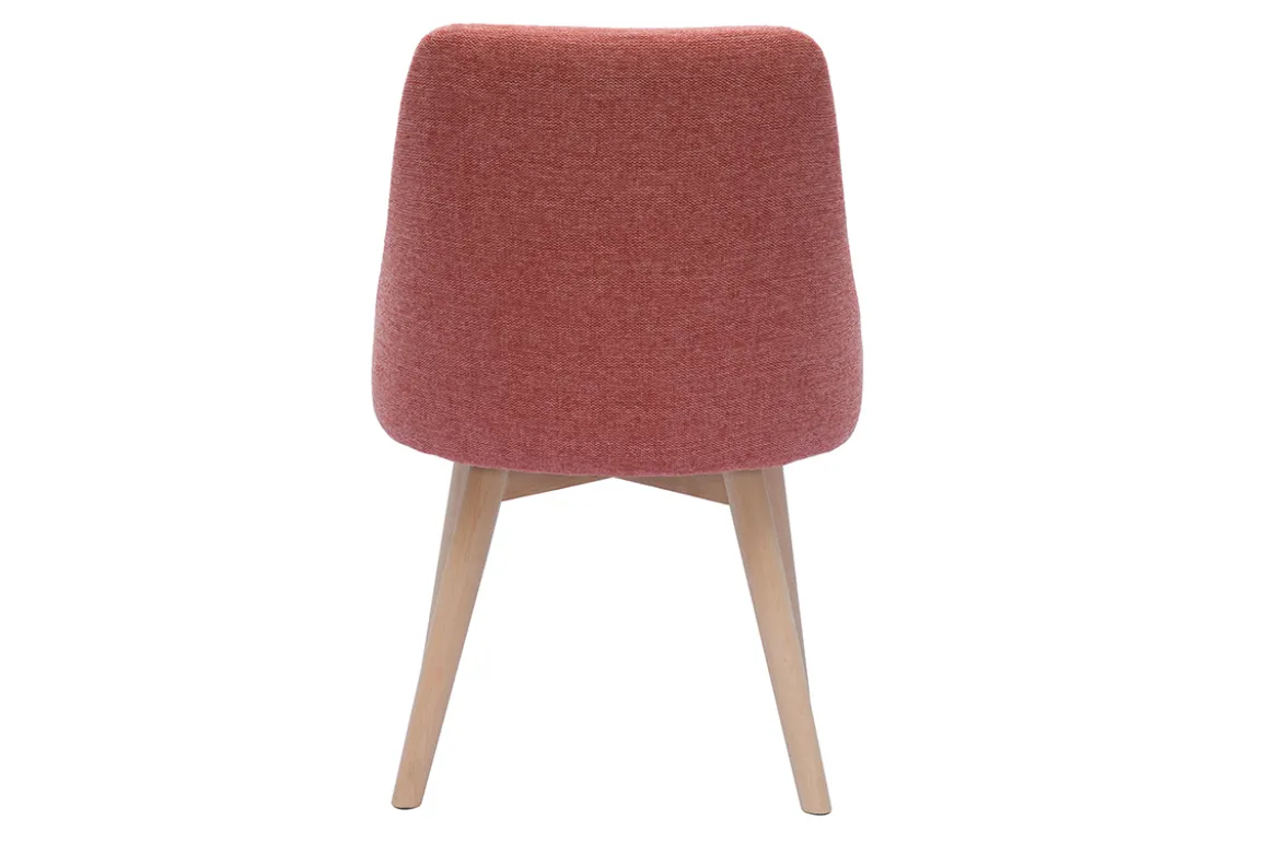 Chaises scandinaves en tissu effet velours texturé terracotta et bois clair (lot de 2) HIGGINS