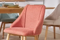Chaises scandinaves en tissu effet velours texturé terracotta et bois clair (lot de 2) HIGGINS