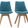 Chaises scandinaves en tissu bleu canard et bois clair (lot de 2) MATILDE