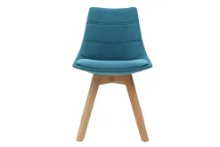 Chaises scandinaves en tissu bleu canard et bois clair (lot de 2) MATILDE