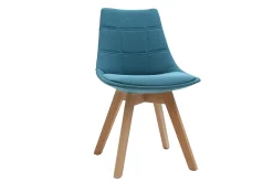 Chaises scandinaves en tissu bleu canard et bois clair (lot de 2) MATILDE
