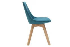Chaises scandinaves en tissu bleu canard et bois clair (lot de 2) MATILDE