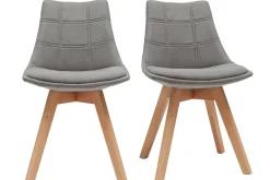 Chaises scandinaves en tissu gris et bois clair (lot de 2) MATILDE