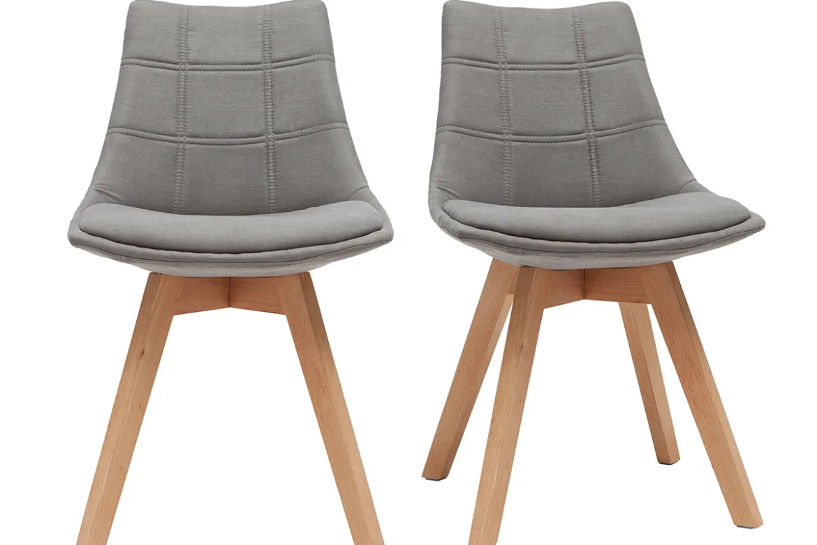 Chaises scandinaves en tissu gris et bois clair (lot de 2) MATILDE
