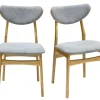 Chaises scandinaves en tissu effet velours texturé gris chiné et bois clair chêne massif (lot de 2) MAYA