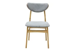 Chaises scandinaves en tissu effet velours texturé gris chiné et bois clair chêne massif (lot de 2) MAYA
