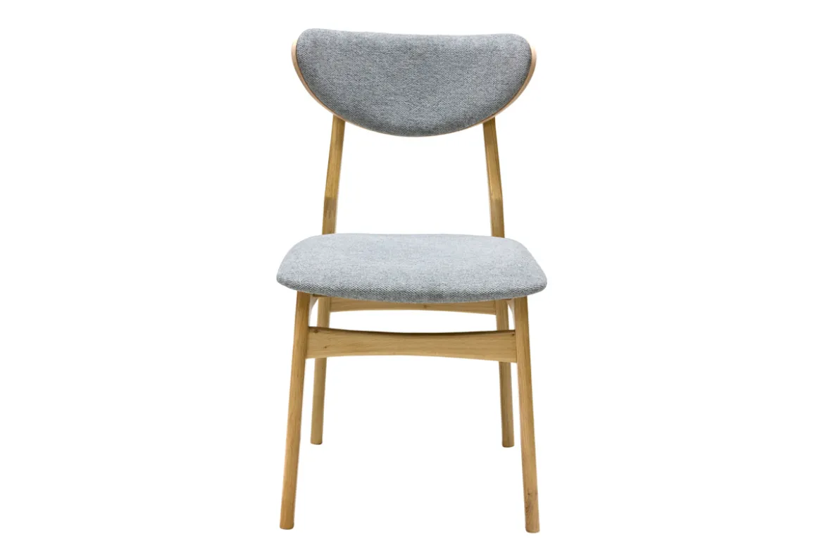 Chaises scandinaves en tissu effet velours texturé gris chiné et bois clair chêne massif (lot de 2) MAYA