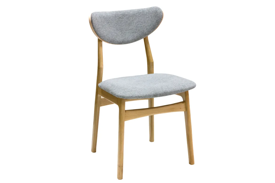 Chaises scandinaves en tissu effet velours texturé gris chiné et bois clair chêne massif (lot de 2) MAYA