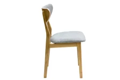 Chaises scandinaves en tissu effet velours texturé gris chiné et bois clair chêne massif (lot de 2) MAYA