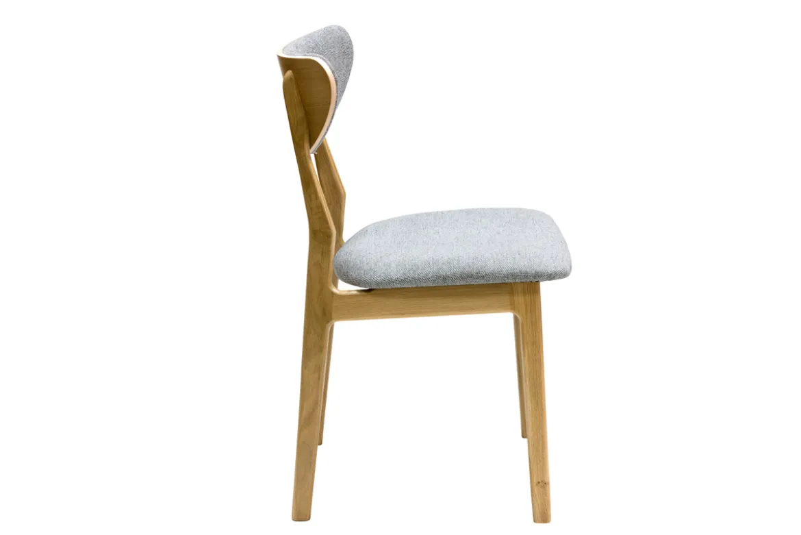 Chaises scandinaves en tissu effet velours texturé gris chiné et bois clair chêne massif (lot de 2) MAYA