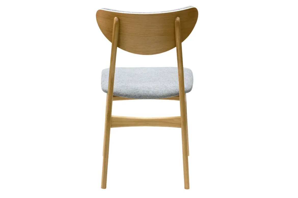 Chaises scandinaves en tissu effet velours texturé gris chiné et bois clair chêne massif (lot de 2) MAYA