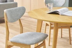Chaises scandinaves en tissu effet velours texturé gris chiné et bois clair chêne massif (lot de 2) MAYA