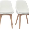 Chaises scandinaves en tissu effet laine bouclée blanc et bois clair massif (lot de 2) HOLO