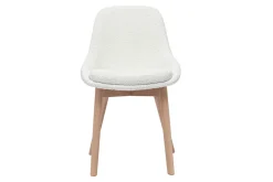 Chaises scandinaves en tissu effet laine bouclée blanc et bois clair massif (lot de 2) HOLO